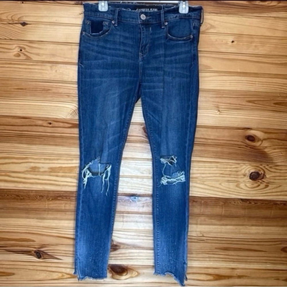 Express mid rise ankle legging distressed ripped jeans size 8 regular